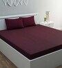 Purple Solid 250 TC Cotton 1 Double King Size Bedsheet with 2 Pillow Covers