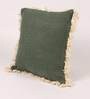 Greenish Grey Solid Cotton 16 x 16 Inches Cushion Cover