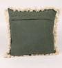 Greenish Grey Solid Cotton 16 x 16 Inches Cushion Cover