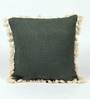 Greenish Grey Solid Cotton 16 x 16 Inches Cushion Cover
