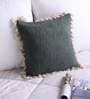 Greenish Grey Solid Cotton 16 x 16 Inches Cushion Cover