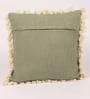 Grey Solid Cotton 16 x 16 Inches Cushion Cover with Pom Pom