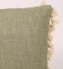 Grey Solid Cotton 16 x 16 Inches Cushion Cover with Pom Pom