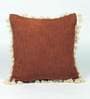 Brown Solid Cotton 16 x 16 Inches Cushion Cover