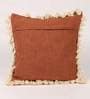 Brown Solid Cotton 16 x 16 Inches Cushion Cover