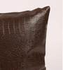 Brown Solid Leather 16 x 16 Inches Cushion Cover (1Pc)