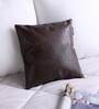 Brown Solid Leather 16 x 16 Inches Cushion Cover (1Pc)