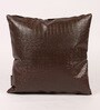 Brown Solid Leather 16 x 16 Inches Cushion Cover (1Pc)