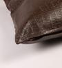Brown Solid Leather 16 x 16 Inches Cushion Cover (1Pc)