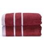 Red Patterned 500 GSM Cotton Hand Towels (Set of 2)