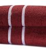 Red Patterned 500 GSM Cotton Hand Towels (Set of 2)