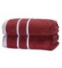 Red Patterned 500 GSM Cotton Hand Towels (Set of 2)