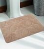 Beige Cotton Plain Floral 32X20 Inches Antiskid Bath Mat