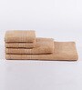 Set of 4 Brown Cotton 420 GSM Towel Sets
