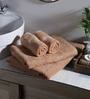 Set of 4 Brown Cotton 420 GSM Towel Sets