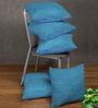 Blue Jute Solid 16x16 inches Cushion Cover (5Pc)