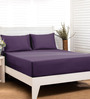 Purple Solid 200 TC Cotton 1 Double King Size Bedsheet with 2 Pillow Covers