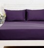 Purple Solid 200 TC Cotton 1 Double King Size Bedsheet with 2 Pillow Covers