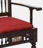 Teak Wood 1 Seater Sofa in Red & Walnut Finish