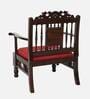 Teak Wood 1 Seater Sofa in Red & Walnut Finish