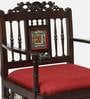 Teak Wood 1 Seater Sofa in Red & Walnut Finish