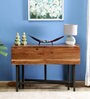 Bryant Solid Wood Foldable 4 Seater Dining Cum Console Table In Premium Acacia Finish
