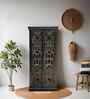 Sturdy Solid Wood Hand Carved Wardrobe in Black Finish