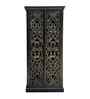 Sturdy Solid Wood Hand Carved Wardrobe in Black Finish