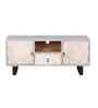 Circle Solid Wood Hand Carved TV Console in White Finish