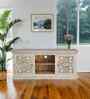 Princess Solid Wood Hand Carved TV Consle in Ash Finish