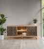 Prince Solid Wood Hand Carved TV Consle in Teak Finish