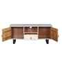 Circle Solid Wood Hand Carved TV Console in White Finish