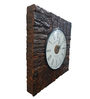 Solid Wood Square Analog Wall Clock In Brown