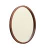 Solid Wood Round Wall Mirror in Walnut Colour