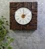 Solid Wood Square Analog Wall Clock In Brown