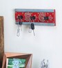 Red Solid Wood Traditional With 3 Hooks In Red Color Key Holder
