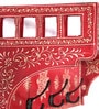 Mango Wood Floating Wall Shelf With In Red Colour Key Holder
