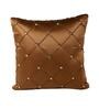 Brown Geometric Satin 16 x 16 Inches Cushion Covers (Set of 2)