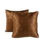 Brown Geometric Satin 16 x 16 Inches Cushion Covers (Set of 2)