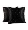 Black Geometric Satin 16 x 16 Inches Cushion Covers (Set of 2)