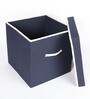 Navy Blue Canvas & Mdf Wardrobe Box (L: 14, W: 14, H: 14 Inches)