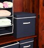 Navy Blue Canvas & Mdf Wardrobe Box (L: 14, W: 14, H: 14 Inches)