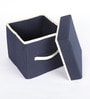 Navy Blue Canvas & Mdf Wardrobe Box (L: 8, W: 8, H: 8 Inches)