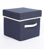 Navy Blue Canvas & Mdf Wardrobe Box (L: 8, W: 8, H: 8 Inches)