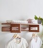 Solid Wood Fancy Clothes Hanger Wall Shelf in Brown Colour