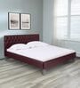 Solis Upholstered King Size Bed In Leatherette Sangria Finish