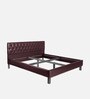 Solis Upholstered King Size Bed In Leatherette Sangria Finish