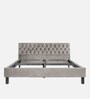 Solis Upholstered King Size Bed In Velvet Tusacn Tan Finish