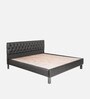 Solis Upholstered Queen Size Bed In Leatherette Marble rey Finish
