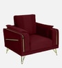 Solitaire Velvet 1 Seater Sofa in Berry Red Colour